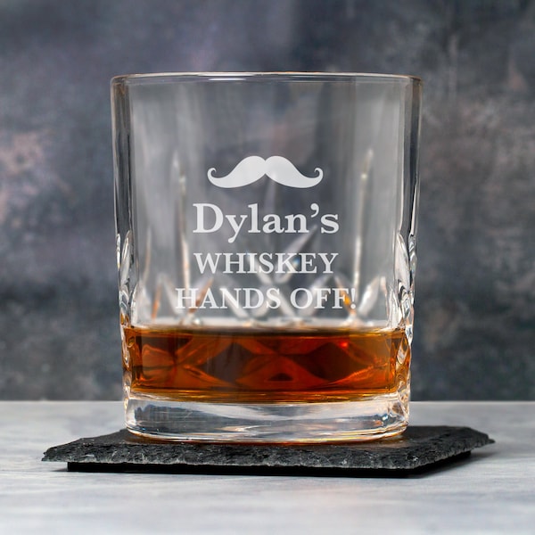 Personalised Engraved Moustache Crystal Panel Tumbler Glass Gifts Ideas Presents For Mens Dad Him His Whiskey Christmas Birthday Fathers Day