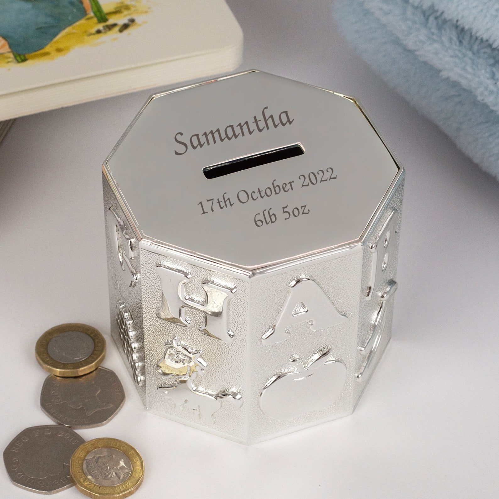Personalised ABC Money Box Girl For Boy Baby Christening Etsy