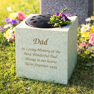 Personalised Message In Loving Memory Memorial Vase Grave Flower Bowl Cemetery Holder Funeral Stone Gifts Presents Ideas Memories