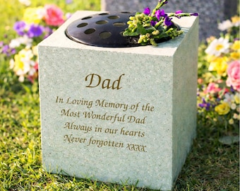 Personalised Message In Loving Memory Memorial Vase Grave Flower Bowl Cemetery Holder Funeral Stone Gifts Presents Ideas Memories