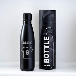 Personalised Football Shirt Name Insulated Water Bottle Hot Cold Gifts Ideas Birthdays Christmas Father&#39;s Day Mother&#39;s Chilly Bottle Style