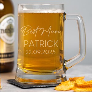 Personalised Script Wedding Stern Glass Tankards Gifts Ideas For Best Man Usher Groomsman Father Of The Bride Favours Thank You Tokens