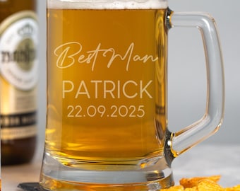Personalised Script Wedding Stern Glass Tankards Gifts Ideas For Best Man Usher Groomsman Father Of The Bride Favours Thank You Tokens