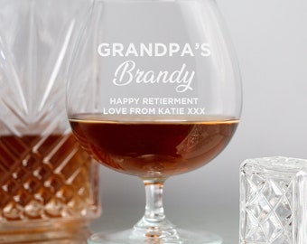 Personalised Engraved Brandy Cognac Glass Birthday Retirement Fathers Day Gifts Ideas For Him Her Mens Grandpa Grandad Christmas Presents