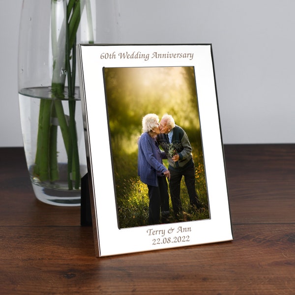 Personalised 60th Wedding Anniversary Silver Photo Picture Frame Gifts Ideas For Diamond Couple Mum Dad