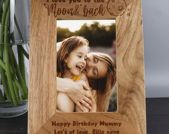 CustomGiftsNow Foto commemorativa in vero legno di ontano naturale inciso con scritta I Love My Cousin to The Moon and Back (lingua italiana non garantita