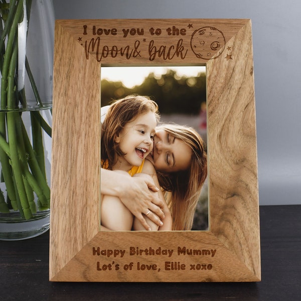 Personalised I Love You To The Moon And Back Wooden Photo Frame 4x6 5x7 Gifts Ideas & For Valentines Day Birthday Fathers Mothers Christmas