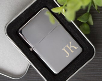 Personalised Initials Silver Lighters Gifts Ideas For Birthday Christmas Fathers Day Mens Boys Dad Uncle Son 18th 21st 30th 40th 50th