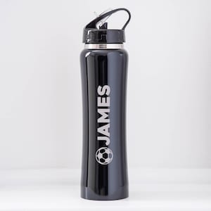 Botella de agua termo de metal personalizada con diseño de fútbol, ideal como regalo para la vuelta al cole, para niños, gimnasio, fútbol, educación física, niños y niñas.