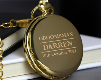 Personalised Engraved Groomsman Gold Pocket Fob Watch Gifts Ideas Presents For Men Him Weddings Tokens Thank You Presents