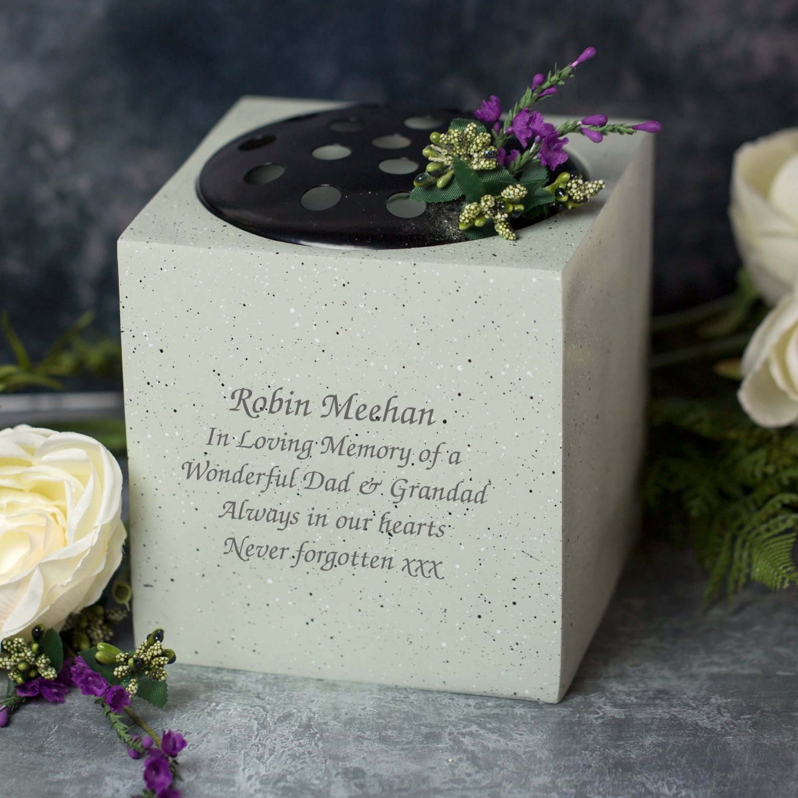 Personalised Message in Loving Memory Memorial Vase Grave Flower Bowl