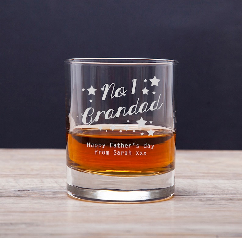 Personalised Engraved Whiskey Tumbler Glass Fathers Day Gift Best Dad No1 Dad