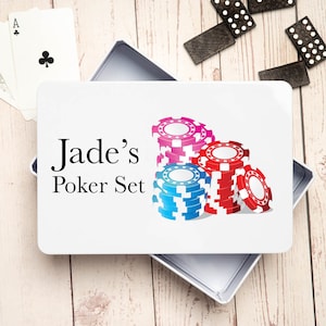 Personalisierte Poker Set Dosen Lagerung Metall Andenken Geschenke Ideen für Geburtstag Weihnachtskarten Chips Vatertag Mütter