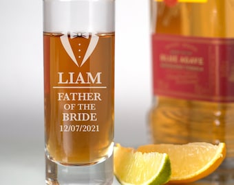 Personalised Father of the Bride Shot Glass Glasses Gifts Ideas Presents For Weddings Ideas Thank You Presents Tokens