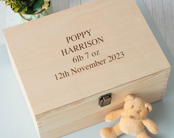 Gepersonaliseerd Elk bericht Grote houten herinneringsdoos Gegraveerde aandenken Verjaardag Kerstcadeau Jongens meisjes Massief houten scharnierende kist Schatkist