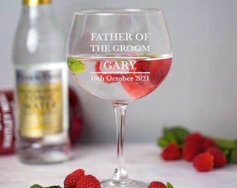 Personalised Father of the Groom Gin Glass Glasses Gifts Ideas For Wedding Day Anniversary To Be Engagement Thank You Gifts Tokens Presents