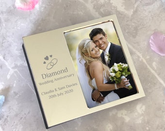 Personalised Diamond Wedding Anniversary Photo Frame Album 60th Gifts Ideas Presents For Mr Mrs Man Wife Husband Mum Dad Grandparents