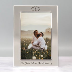 Personalised Silver Wedding Anniversary Photo Frame 25th Gift Ideas For Couple Him Her Any Name Message Date Valentines Day Her