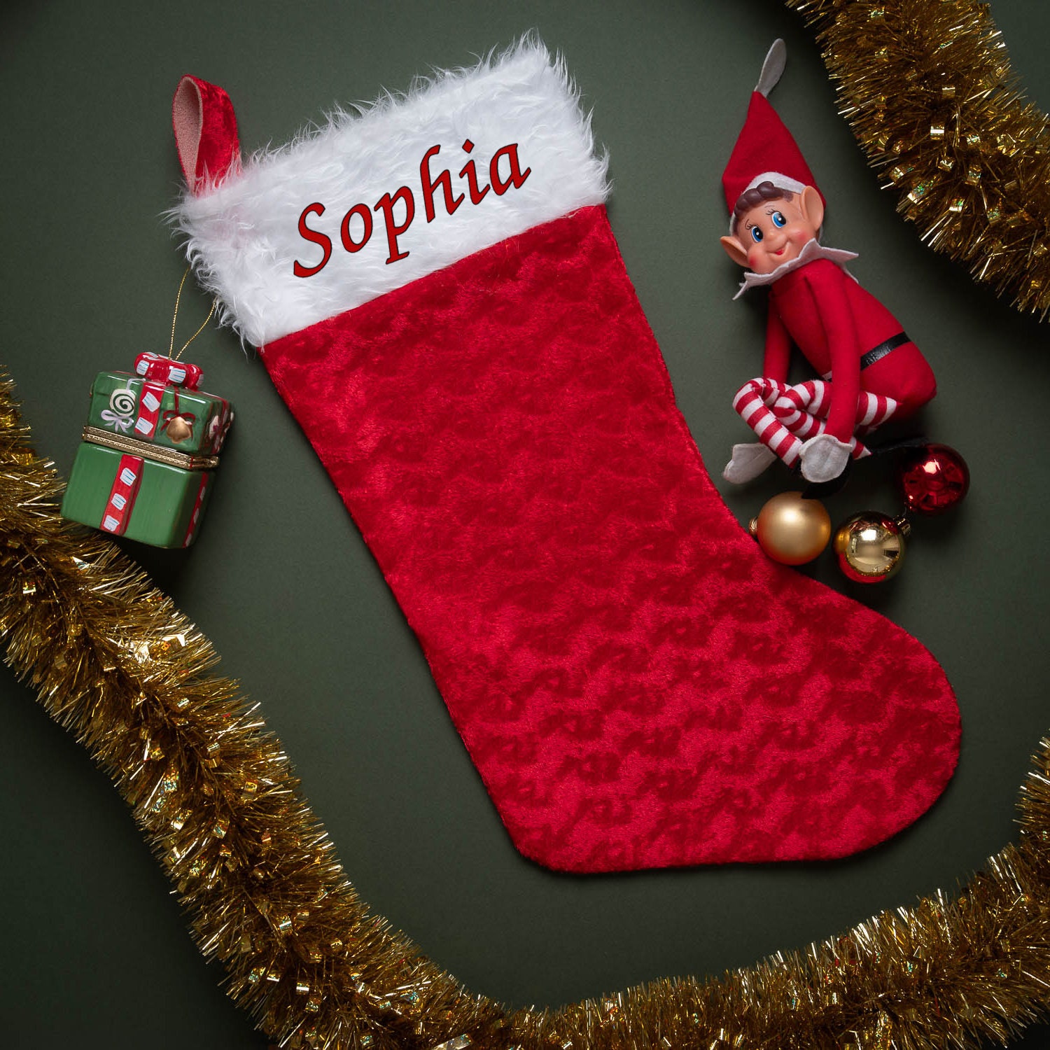 Personalised Embroidered Christmas Stocking Large 50CM Long Deluxe Velvet Custom Name Xmas Gifts Ideas Presents For Mum Dad Kids Children