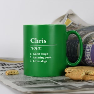 Définition du nom personnalisé Mug en satin gris gravé au laser Idées cadeaux Cadeaux pour maman Papa Anniversaire Noël Fête des mères des pères image 4