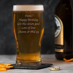 Personalised Laser Engraved Any Message Beer Glass Tulip Pint Gifts Ideas Presents Custom Laser Etched Bespoke Text