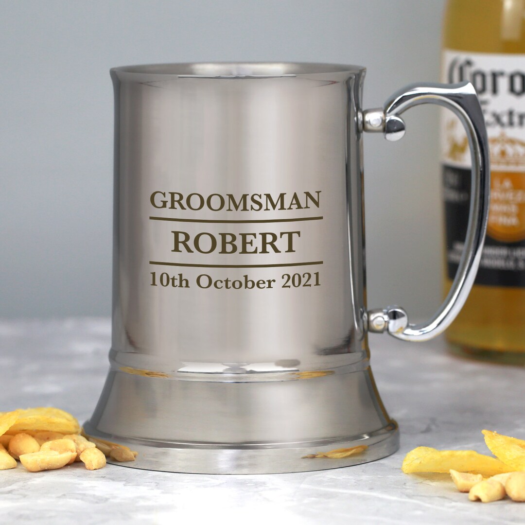 Personalised Groomsman Silver Stainless Steel Tankard Gifts Ideas for