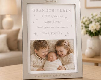 Personalised Grandchildren Photo Frame, Silver Plated Quote, 4x6 Photo
