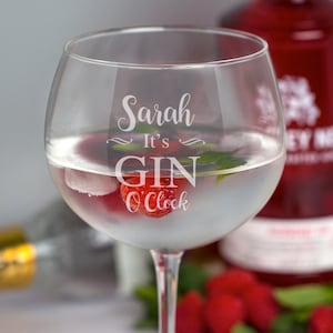 Personalised Its Gin O'Clock And Tonic Balloon Glass Gifts Ideas Presents For Her Him Mum Dad Mothers Fathers Day Christmas Birthday