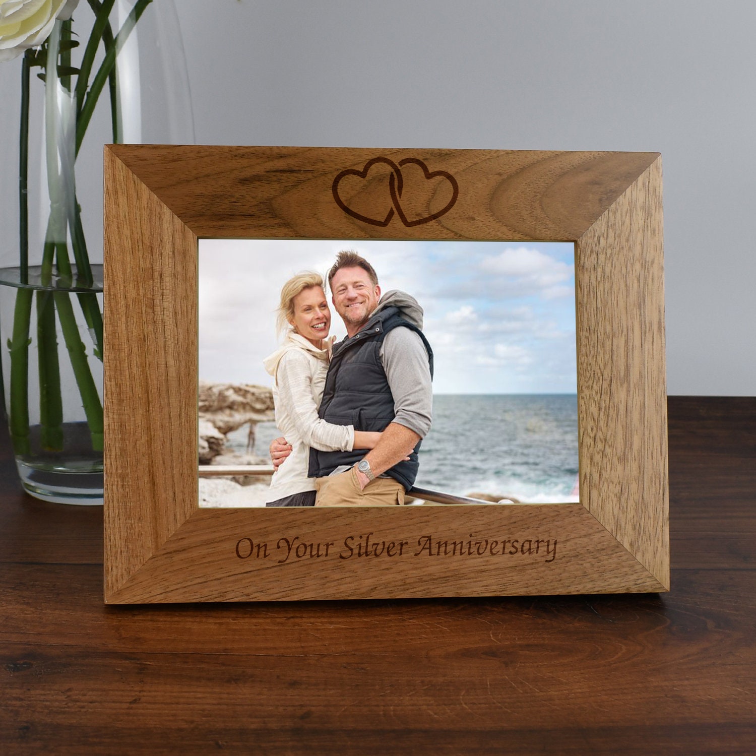 Dienadf Cornice Legno 20x25: Regalo Per Marito Con Frasi - Everything I Am Because Of You - Compleanno Festa Papà