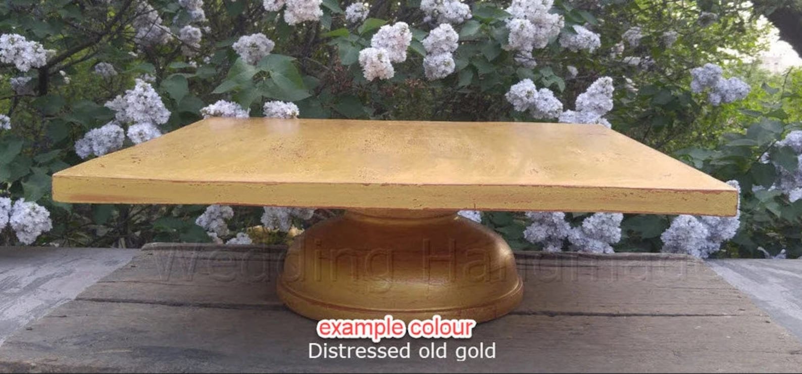 Distresed Gold Cake Stand 14 Inch 16 Inch Wedding Gold Decor Etsy