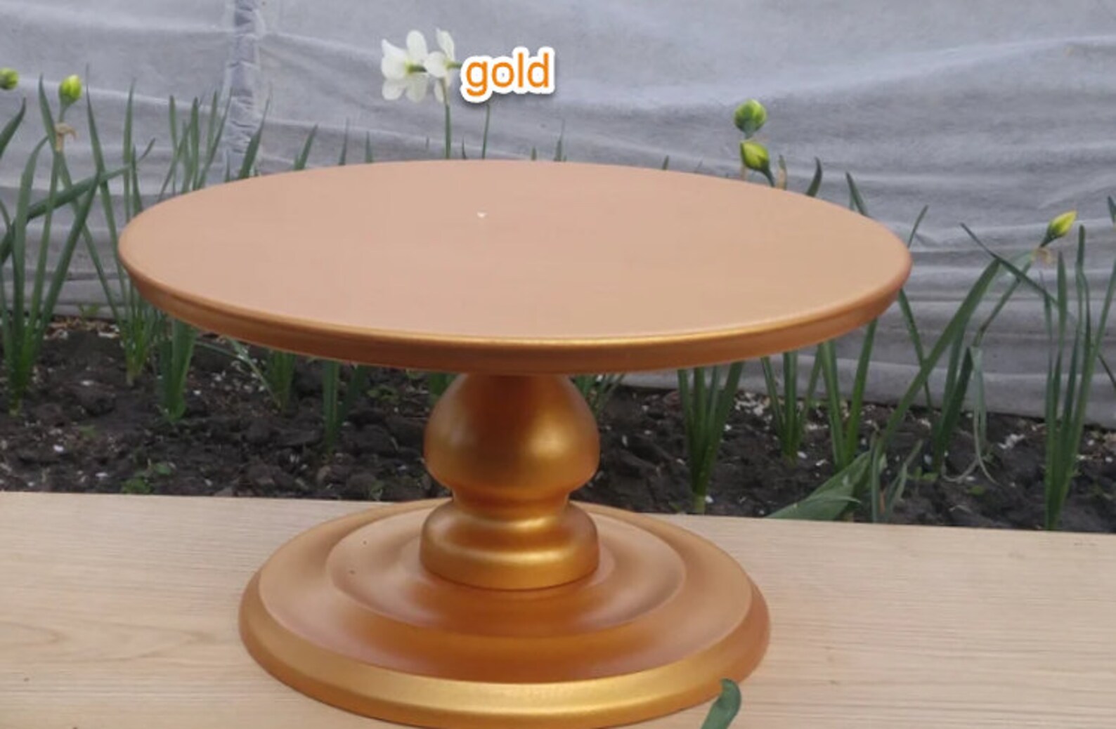 Distresed Gold Cake Stand 14 Inch 16 Inch Wedding Gold Decor Etsy