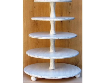 5 Tier Cupcake Stand 16-14-12-10-8 inches, Wedding Cupcake Stand,Cake Stand, Wood Cupcake Stand, Shabby White Chic Wedding, Cupcake Tower
