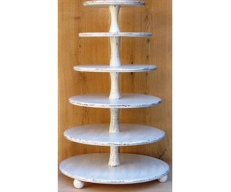 Wedding Cupcake Stand,Cake Stand Wood Cupcake Stand Shabby White Chic Wedding,Cupcake Tower 6 Tier Cupcake Stand 14-12-10-8-6-4 inches