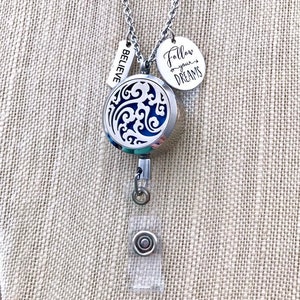 Necklace Aromatherapy Locket Badge Reel Holder Essential Oils Clip On ID Card Clip Diffuser