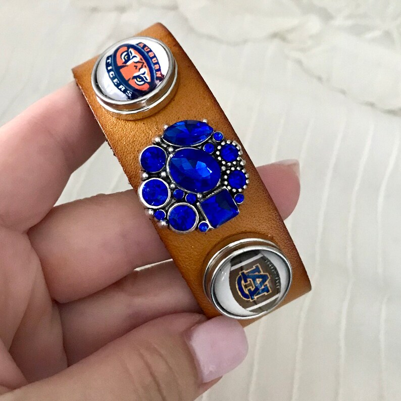 Auburn Bracelet Snap Charm OrangeBrown Leather Bracelet Snap Button Bracelet