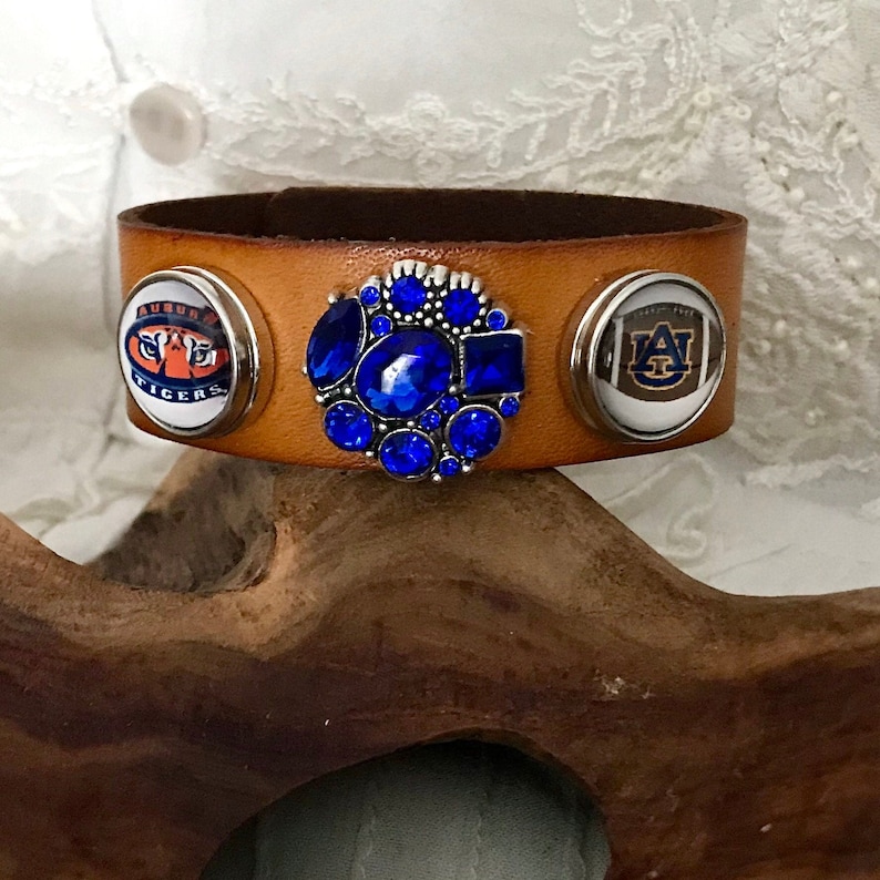 Auburn Bracelet Snap Charm OrangeBrown Leather Bracelet Snap Button Bracelet