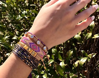 Miyuki Bracelets, Glass Beaded Bracelets Set, Stackable Bracelets, Colorful Boho Summer Bracelet
