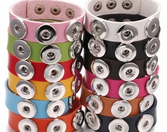 Snap Buttons Bracelets, Leather Bracelets, Noosa Snap Charms, Choose Your Snap Bracelets