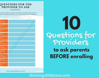 CHECKLIST - Questions for Childcare Providers to Ask Parents {INSTANT DOWNLOAD}