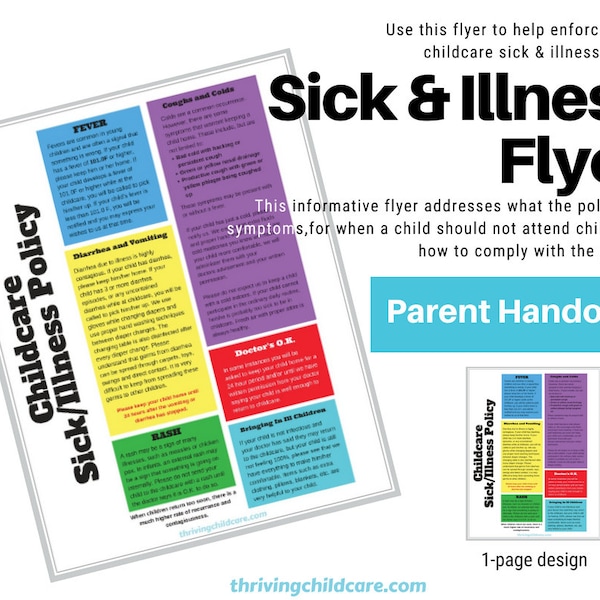 FLYER:  Childcare Sick & Illness Policy Flyer {Instant Printable/Download}
