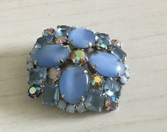 Vintage Rhinestone and Aurora Borealis Brooch