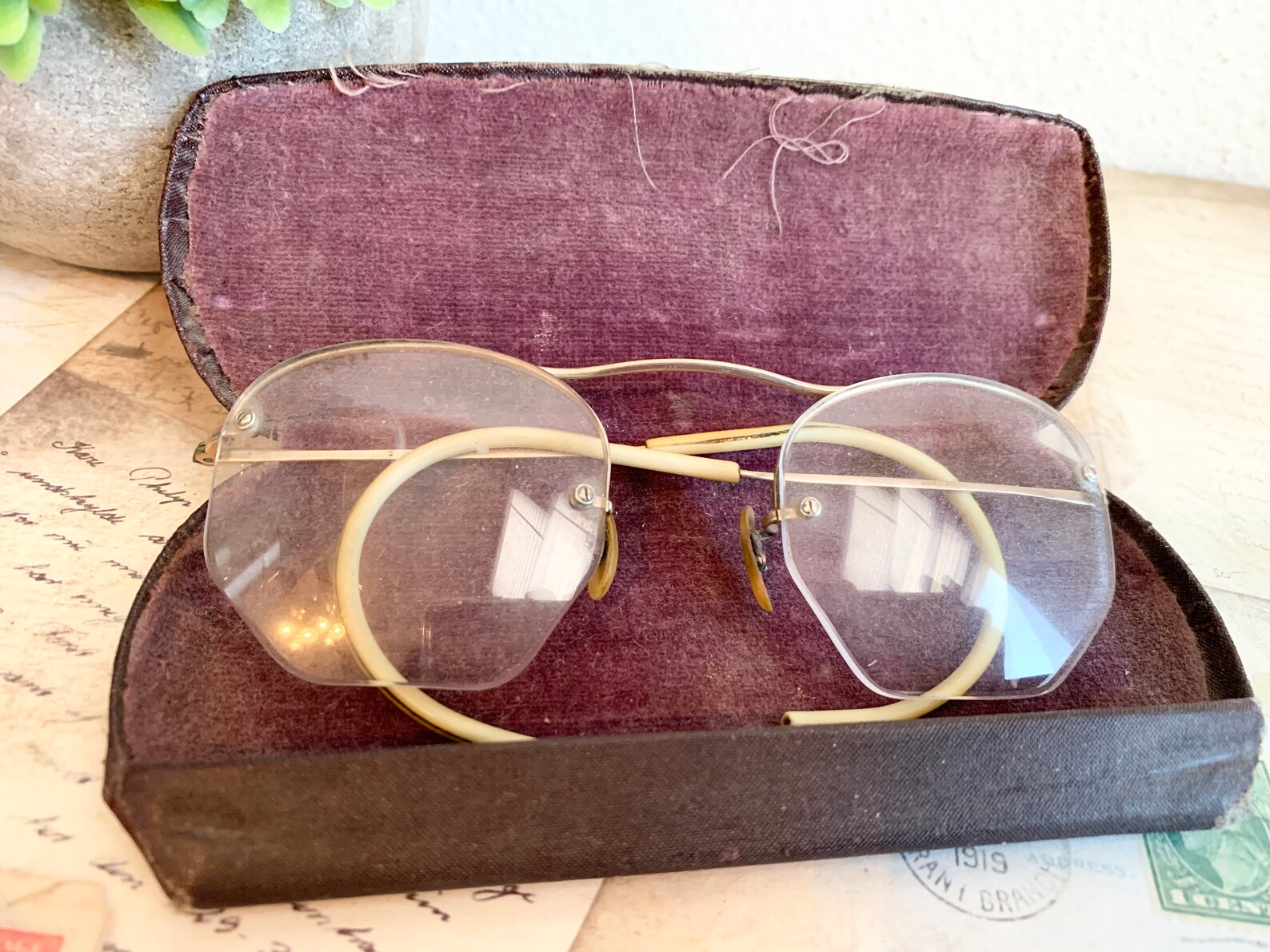 Antique 12K GF Octagon Wire Rim Eyeglasses | Etsy