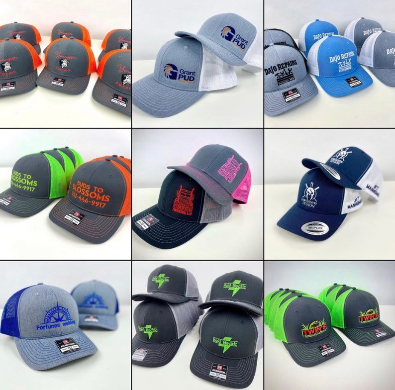 Custom Logo Embroidered Hats Richardson 112 Hats Design Etsy