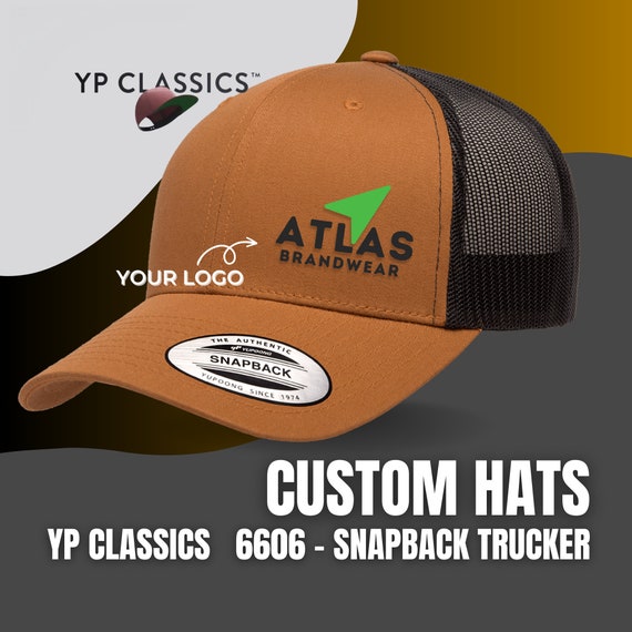 Custom Embroidered Hats - Six-Panel Mesh-Back Trucker Cap -YP Classics 6606 | Custom Brand Hats | Custom Text Hats