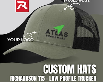 Custom Logo Richardson 115 Low Profile Hats | Custom Embroidered Design | Custom Trucker Hats