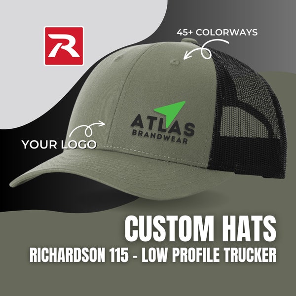 Custom Logo Richardson 115 Low Profile Hats | Custom Embroidered Design | Custom Trucker Hats