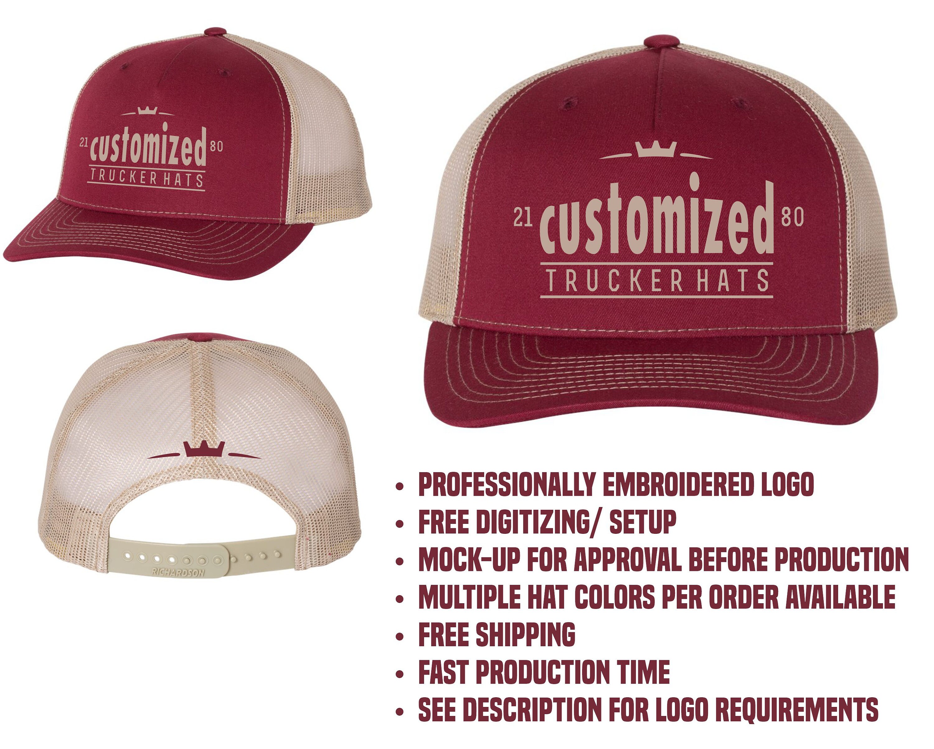 Custom Logo Richardson 112FP Hats | Custom Embroidered Logo Custom Logo Richardson 112FP Hats | Custom Embroidered Logo