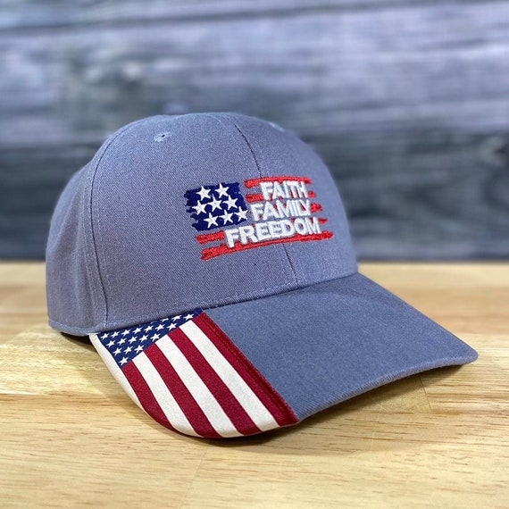 Faith Family Freedom American Flag Patriotic Hat | Flag Bill | USA Seller | In God We Trust