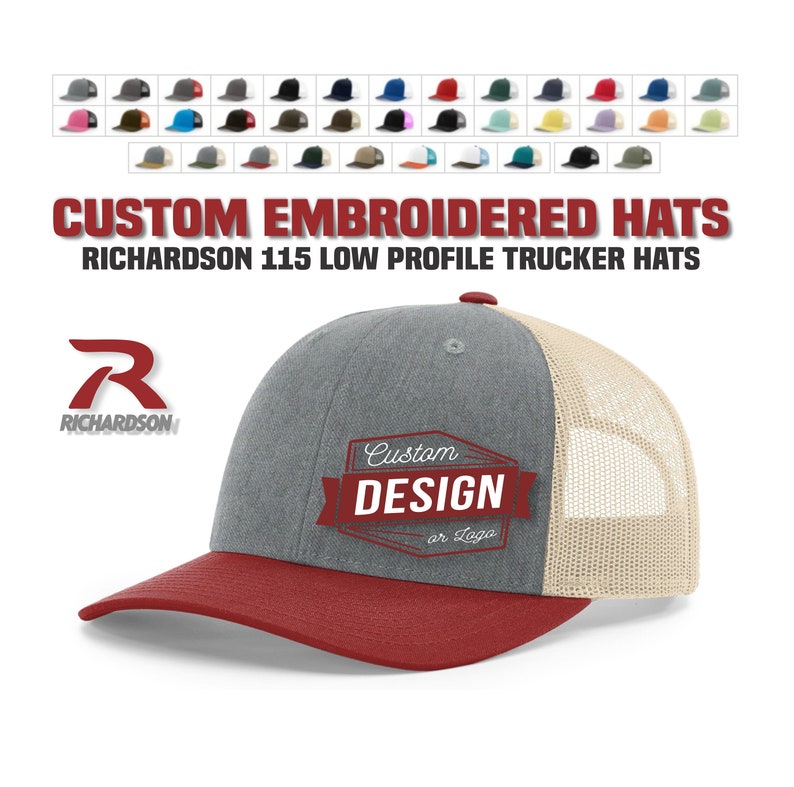 Custom Logo Richardson 115 Low Profile Hats Custom Etsy