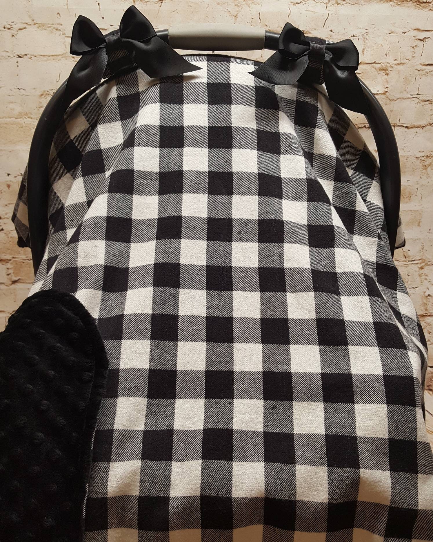 Infant Car Seat Cover Blanket Canopy Red Buffalo Plaid Etsy